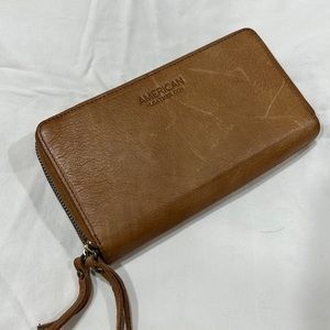 American Leather Co Double Zip Around Wallet